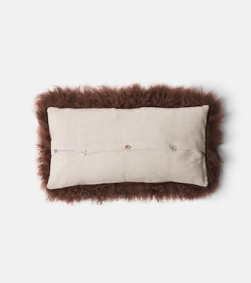 Shearling and linen cushion | Maison de Vacances