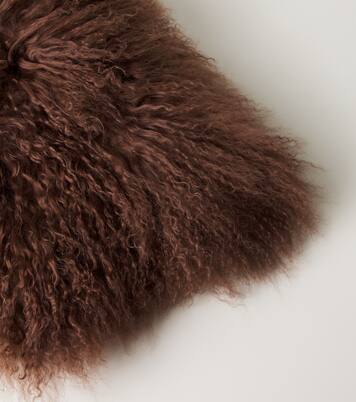 Shearling and linen cushion | Maison de Vacances