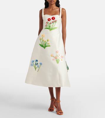 Beatrice embellished wool and silk midi dress | Leo Lin