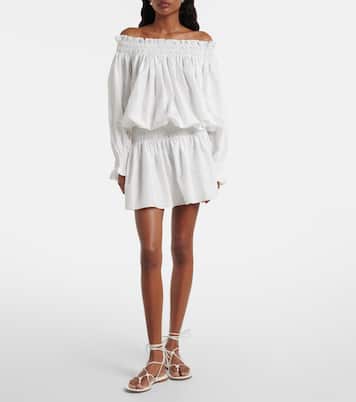 Off-shoulder smocked jersey minidress | Norma Kamali