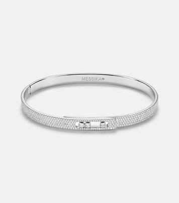 Move Noa 18kt white gold bangle with diamonds | Messika