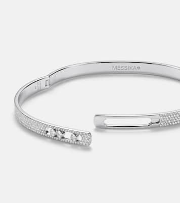 Move Noa 18kt white gold bangle with diamonds | Messika