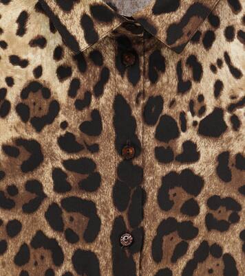 Leopard-print cropped cotton shirt | Dolce&Gabbana Kids