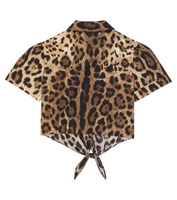 Leopard-print cropped cotton shirt | Dolce&Gabbana Kids