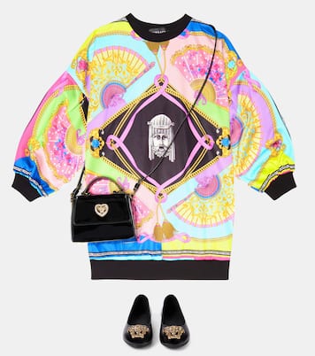I Ventagli cotton-blend sweatshirt dress | Versace Kids