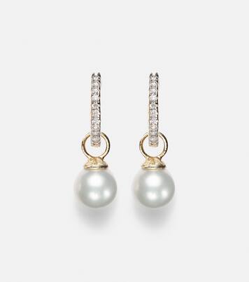 Boucles d’oreilles en or 14 ct, diamants et perles amovibles | Mateo
