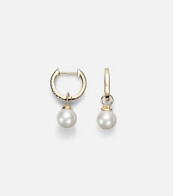 Boucles d’oreilles en or 14 ct, diamants et perles amovibles | Mateo