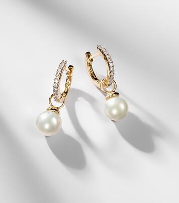 Boucles d’oreilles en or 14 ct, diamants et perles amovibles | Mateo