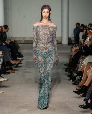 Pantalon à taille basse en soie mélangée | KNWLS