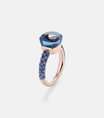 Ring Nudo Classic aus 18kt Rosé- und Weißgold mit Edelsteinen | Pomellato
