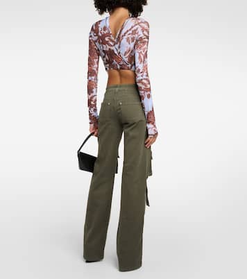 Floral cutout jersey crop top  | KNWLS