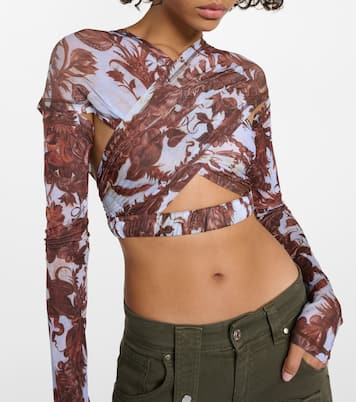 Floral cutout jersey crop top  | KNWLS