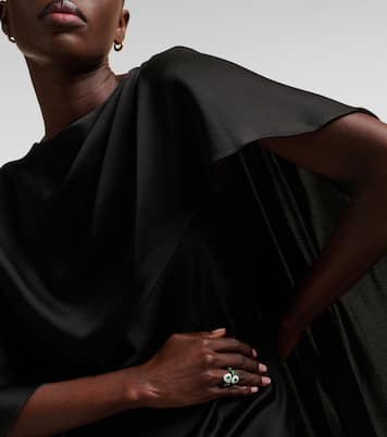 Heart 18kt white gold ring with emeralds and diamonds | Kamyen