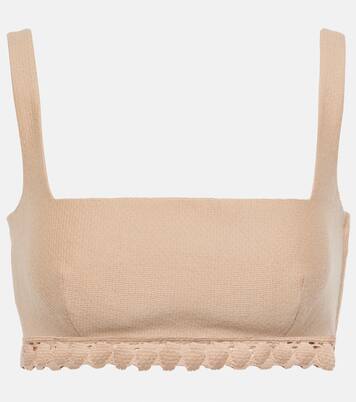 Scalloped cotton-blend bra top | Valentino