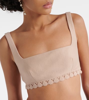 Scalloped cotton-blend bra top | Valentino