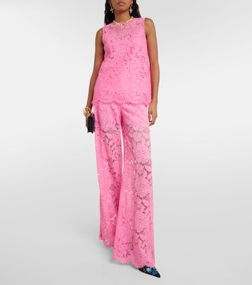 Weite High-Rise-Hose aus Spitze | Dolce&Gabbana