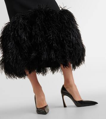 Midikleid aus Cady mit Federn | David Koma