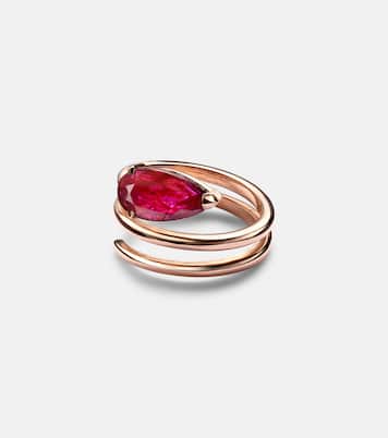 Bague Ruby Pear en or rose 18 ct et rubis | Shay Jewelry