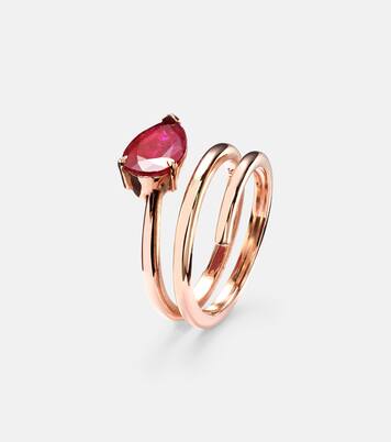 Bague Ruby Pear en or rose 18 ct et rubis | Shay Jewelry