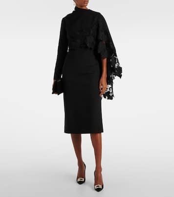 Midikleid aus Wolle mit Guipure-Spitze | Oscar de la Renta