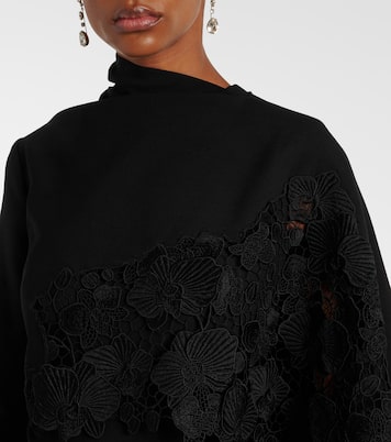 Midikleid aus Wolle mit Guipure-Spitze | Oscar de la Renta