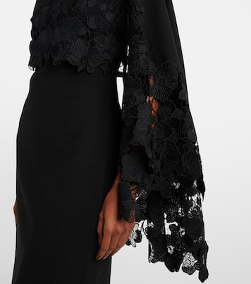 Midikleid aus Wolle mit Guipure-Spitze | Oscar de la Renta