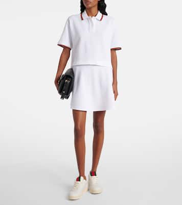 Web Stripe cropped cotton piqué polo shirt | Gucci