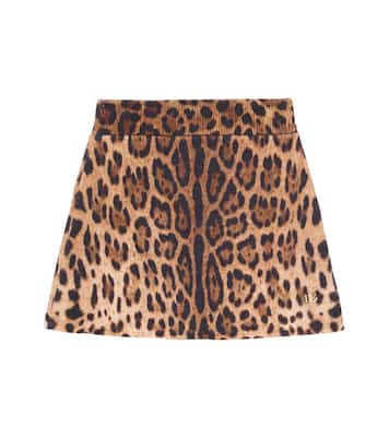 Leopard-print virgin wool skirt | Dolce&Gabbana Kids