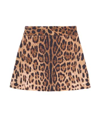 Leopard-print virgin wool skirt | Dolce&Gabbana Kids