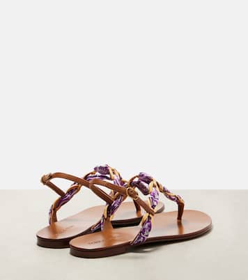 Majolica leather-trimmed satin thong sandals | Dolce&Gabbana