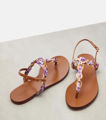 Majolica leather-trimmed satin thong sandals | Dolce&Gabbana