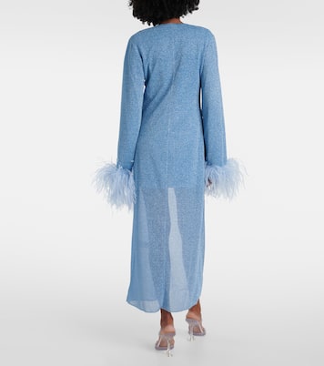 Lumière Plumage feather-trimmed robe | Oséree