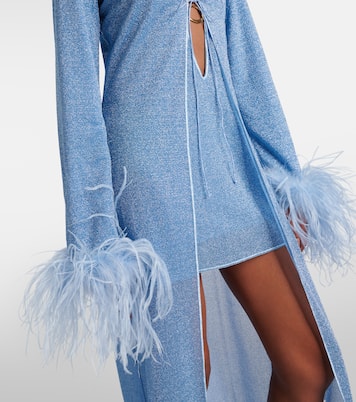 Lumière Plumage feather-trimmed robe | Oséree