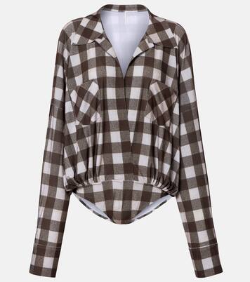 Checked oversized bodysuit | Norma Kamali