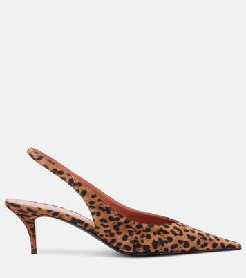 Anok 55 leopard-print suede slingback pumps | Amina Muaddi