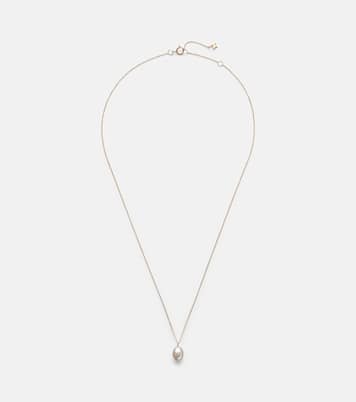 14kt gold pendant necklace with pearl and diamond | Mateo