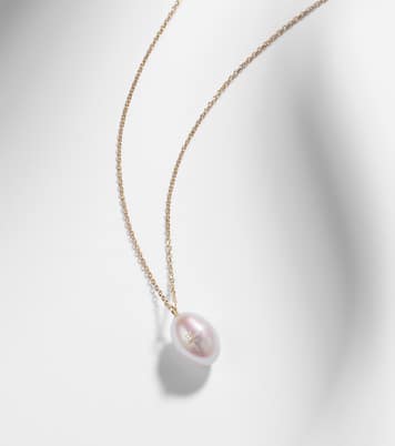 14kt gold pendant necklace with pearl and diamond | Mateo