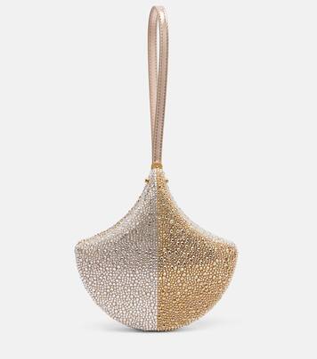 Ginkgo crystal-embellished suede clutch | Bvlgari