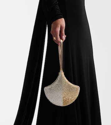 Ginkgo crystal-embellished suede clutch | Bvlgari