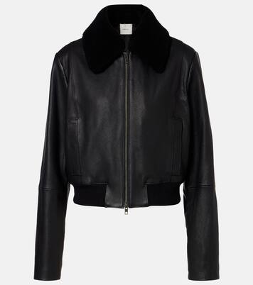 Shearling-trimmed leather jacket | Vince