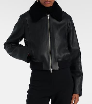 Shearling-trimmed leather jacket | Vince