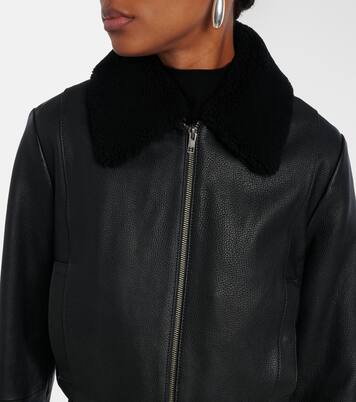 Shearling-trimmed leather jacket | Vince