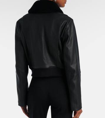 Shearling-trimmed leather jacket | Vince