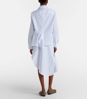 Falda midi asimétrica de popelín a rayas drapeada | JW Anderson