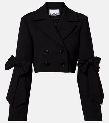 Double-breasted cropped blazer | Ganni