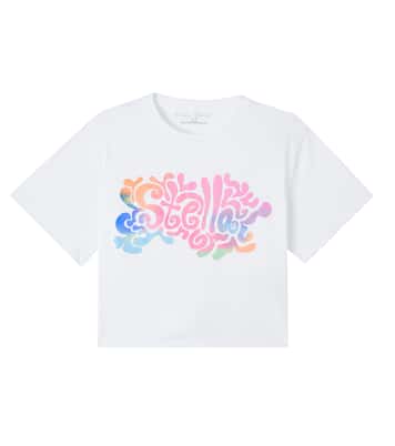 T-shirt in jersey di cotone con logo | Stella McCartney Kids