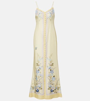 Floral silk satin maxi dress | Self-Portrait