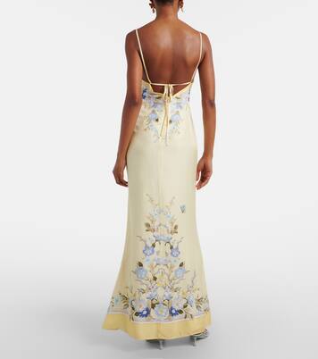 Floral silk satin maxi dress | Self-Portrait