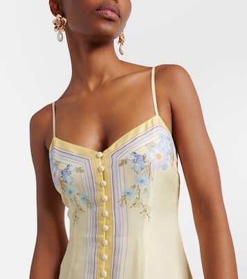 Floral silk satin maxi dress | Self-Portrait