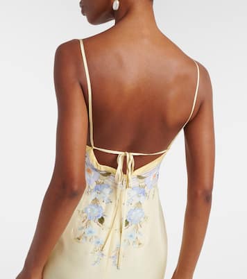 Floral silk satin maxi dress | Self-Portrait